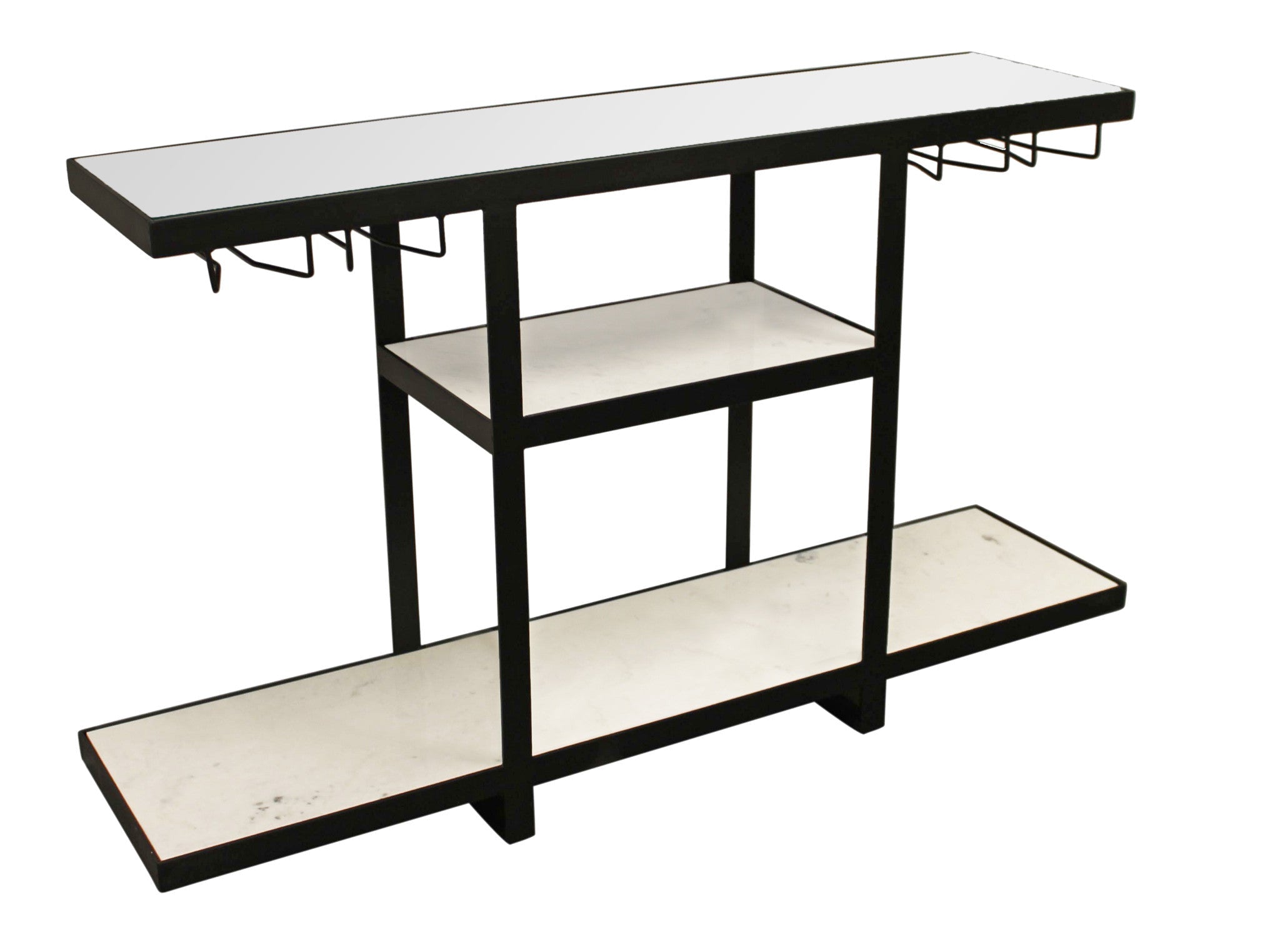 58" White marble and Glass Tri-Level