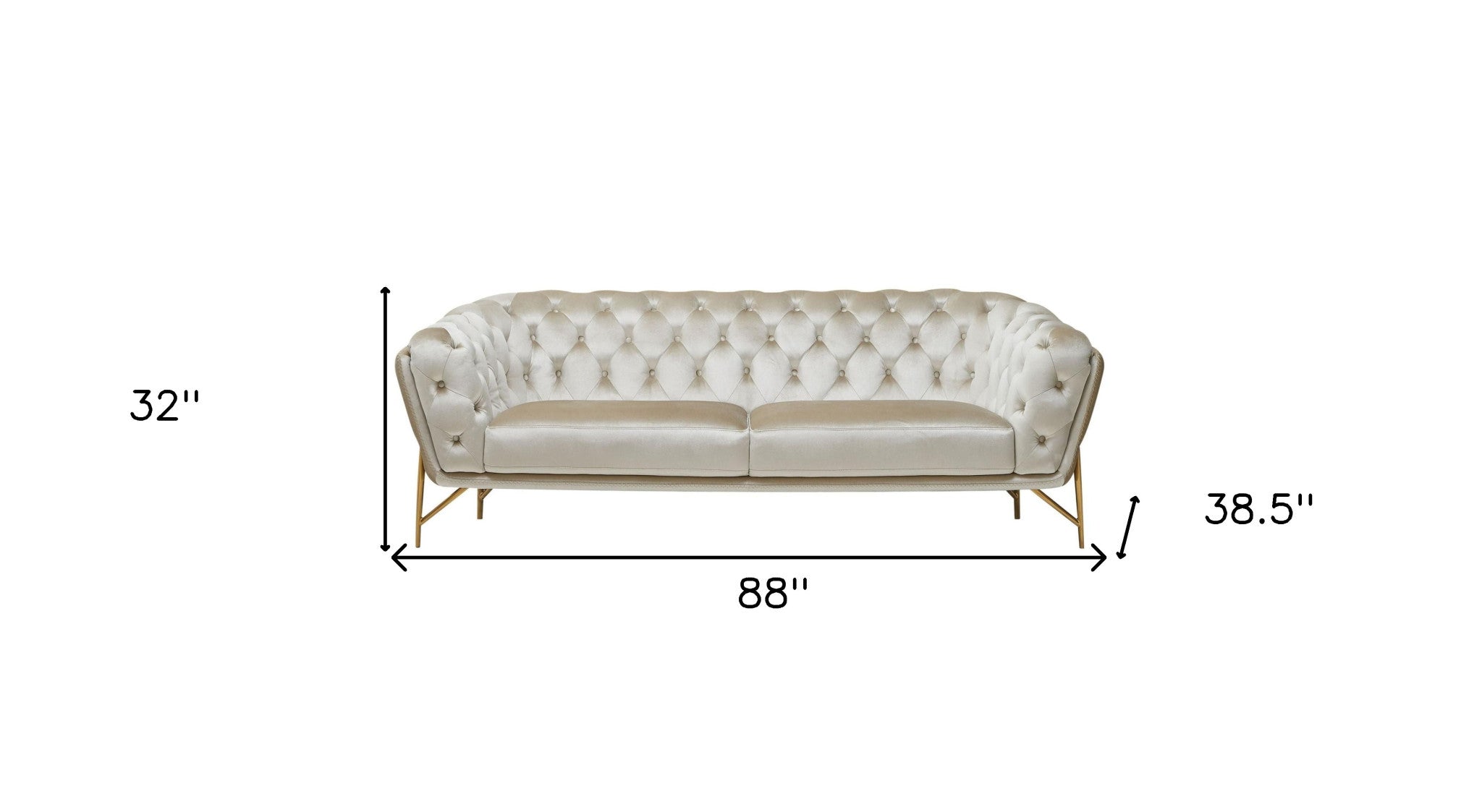 88" Beige Modern Chesterfield Tufted Sofa