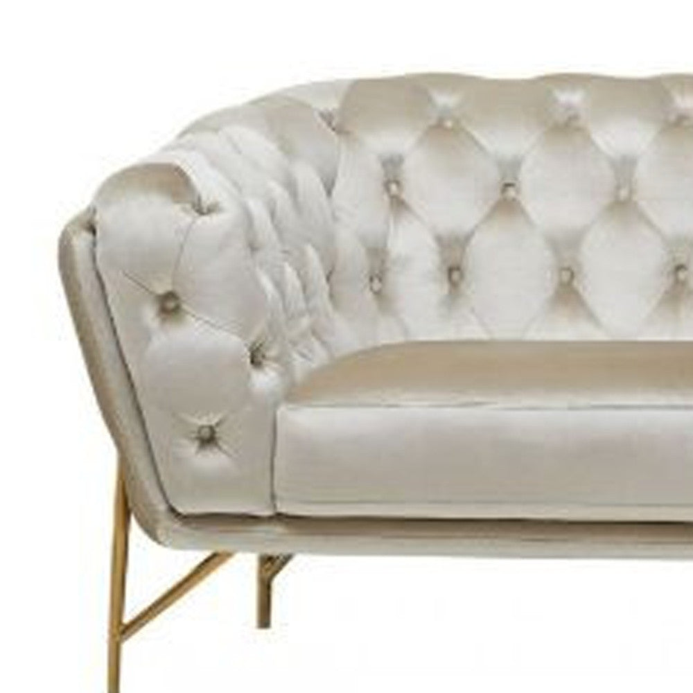88" Beige Modern Chesterfield Tufted Sofa