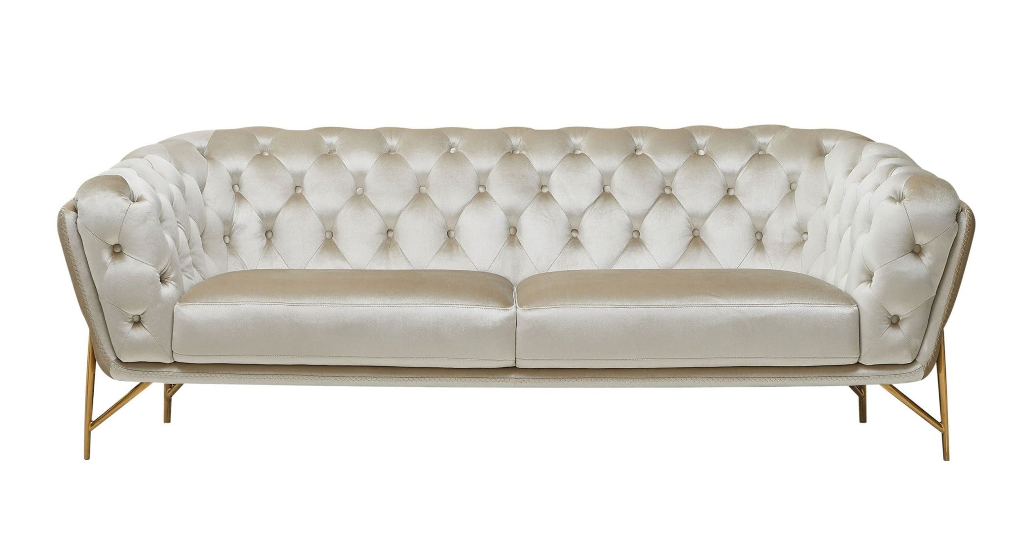 88" Beige Modern Chesterfield Tufted Sofa