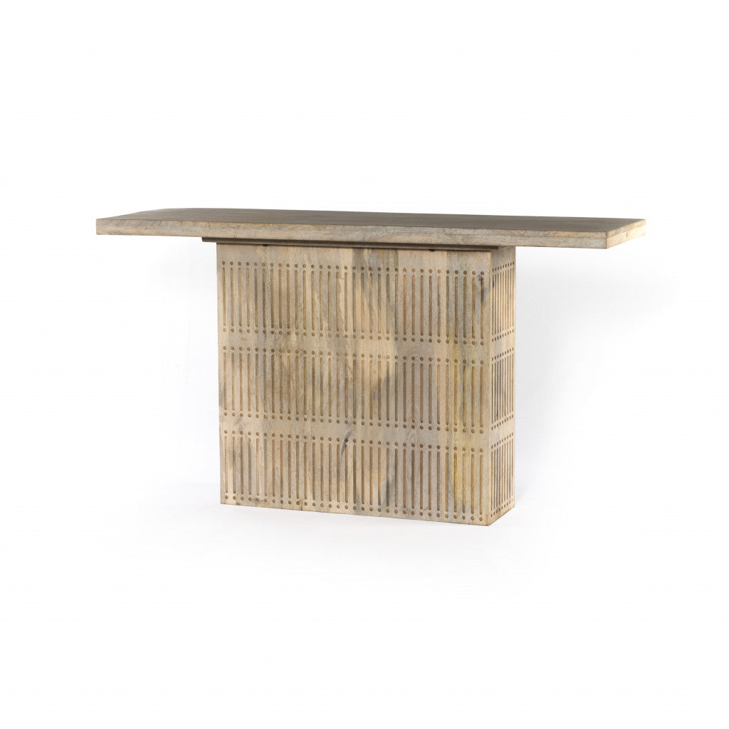 54" Distressed Wood Pedestal Console Table