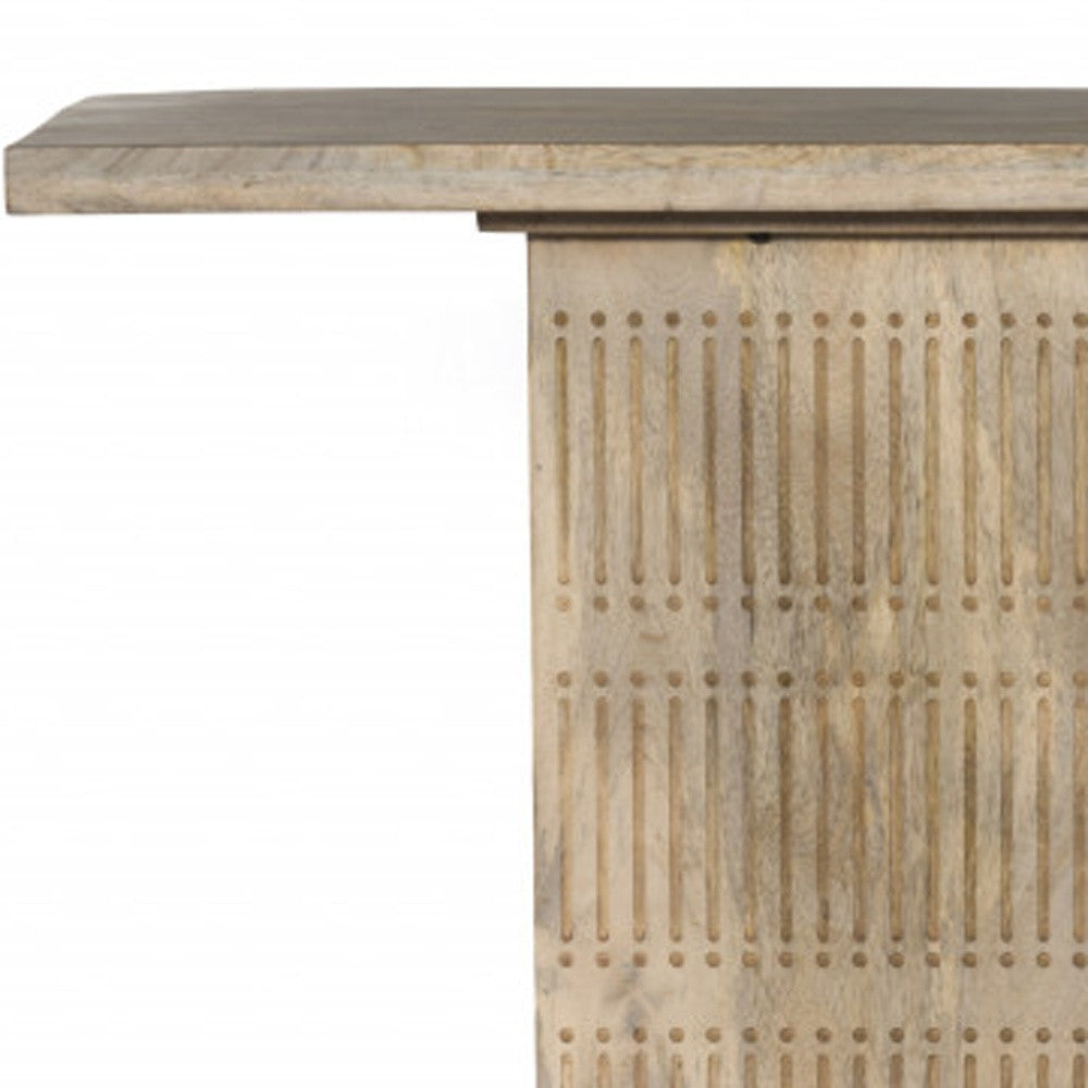 54" Distressed Wood Pedestal Console Table