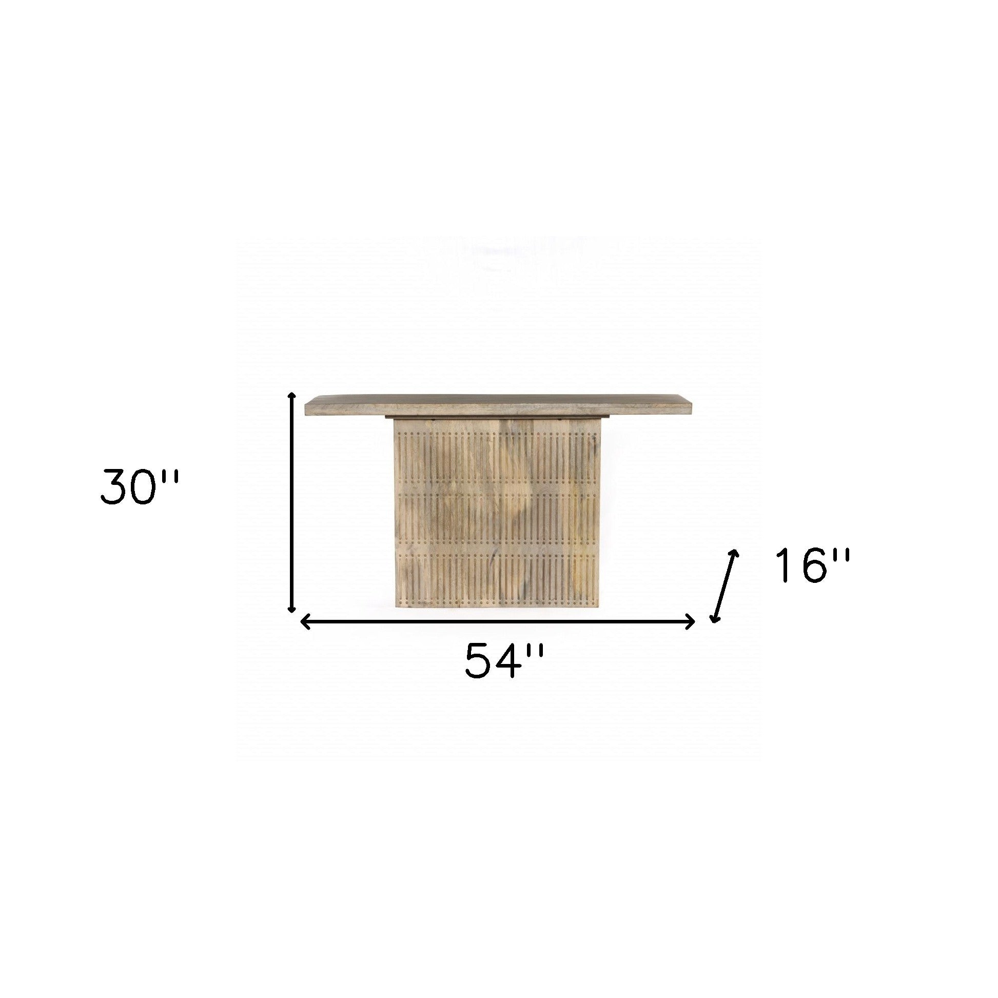 54" Distressed Wood Pedestal Console Table