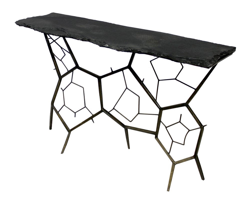 51" Black Stone Web Console Table
