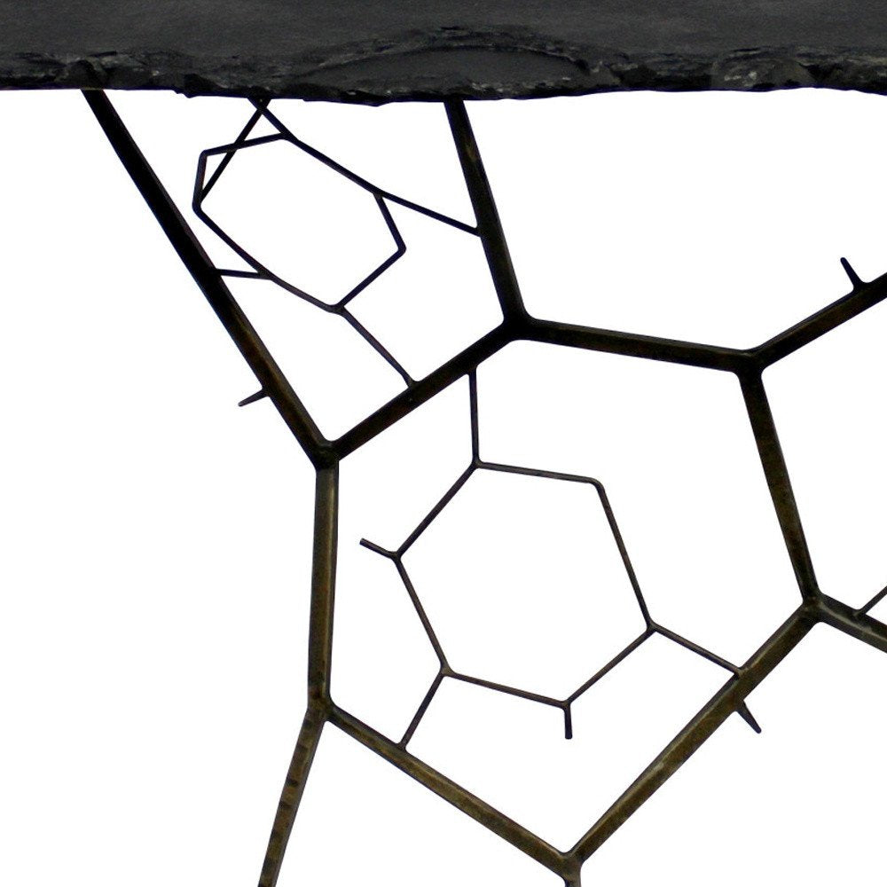 51" Black Stone Web Console Table