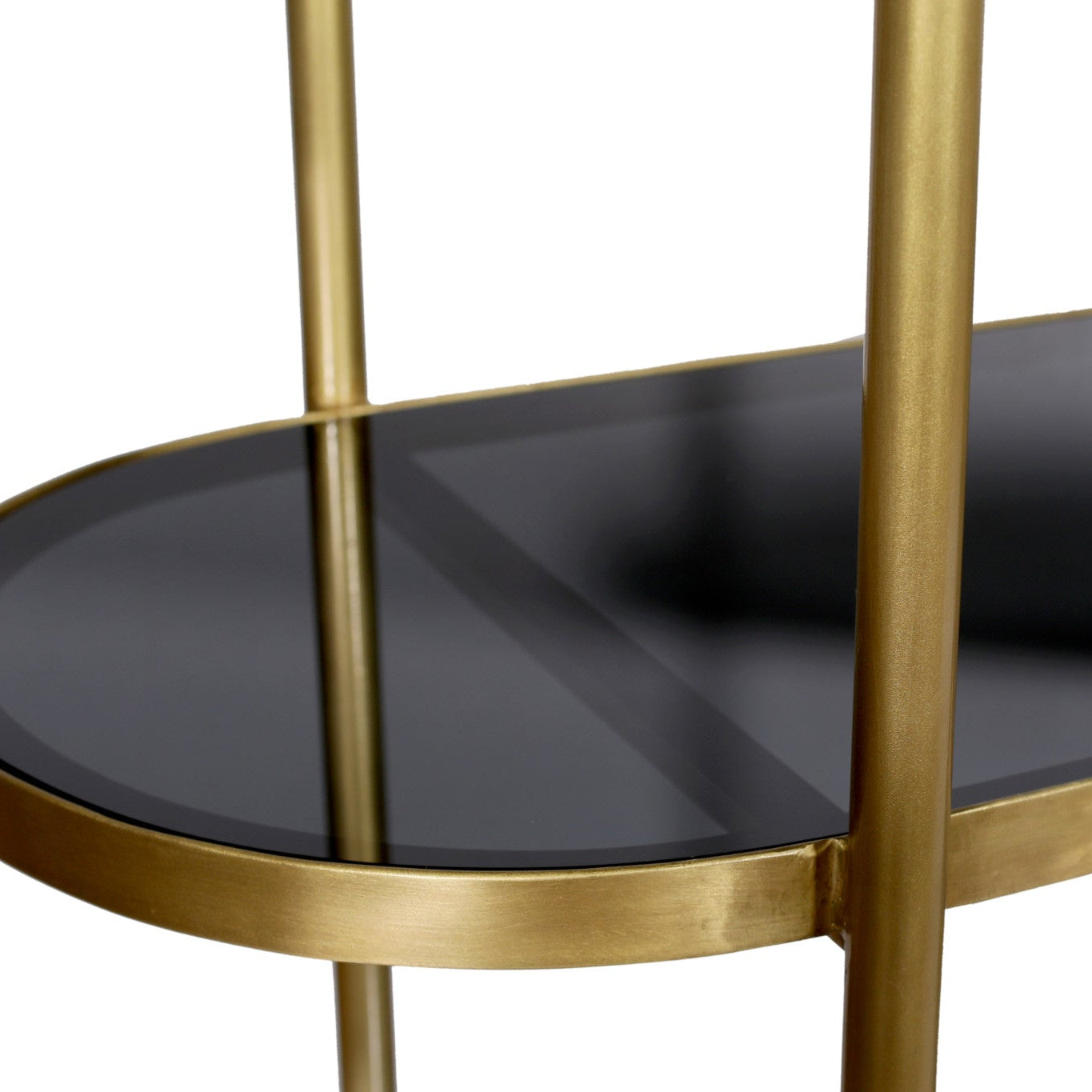 48" Black and Gold Glass 3 Platform Bookcase