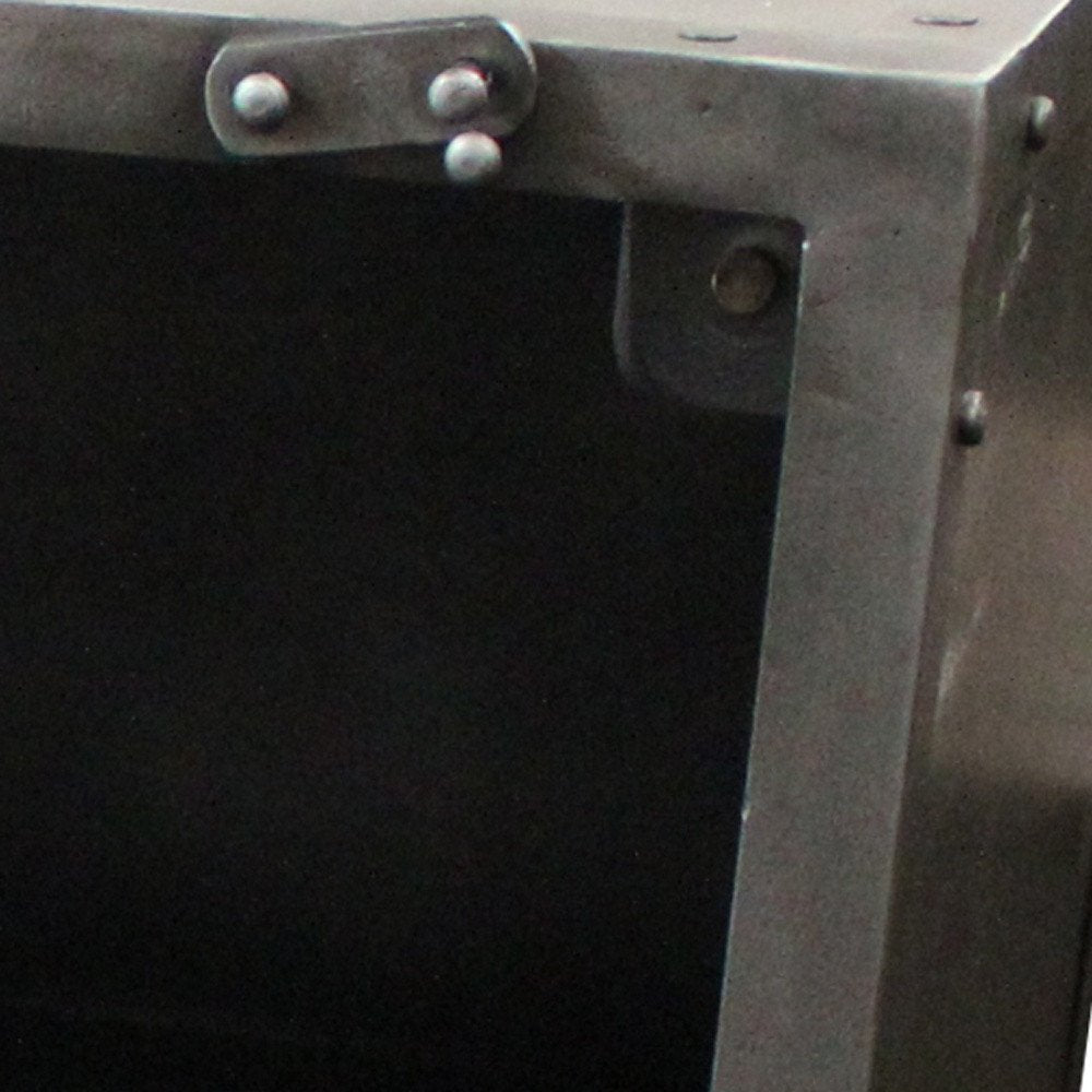 29" Gray Metal Industrial Cabinet with Two Shelves