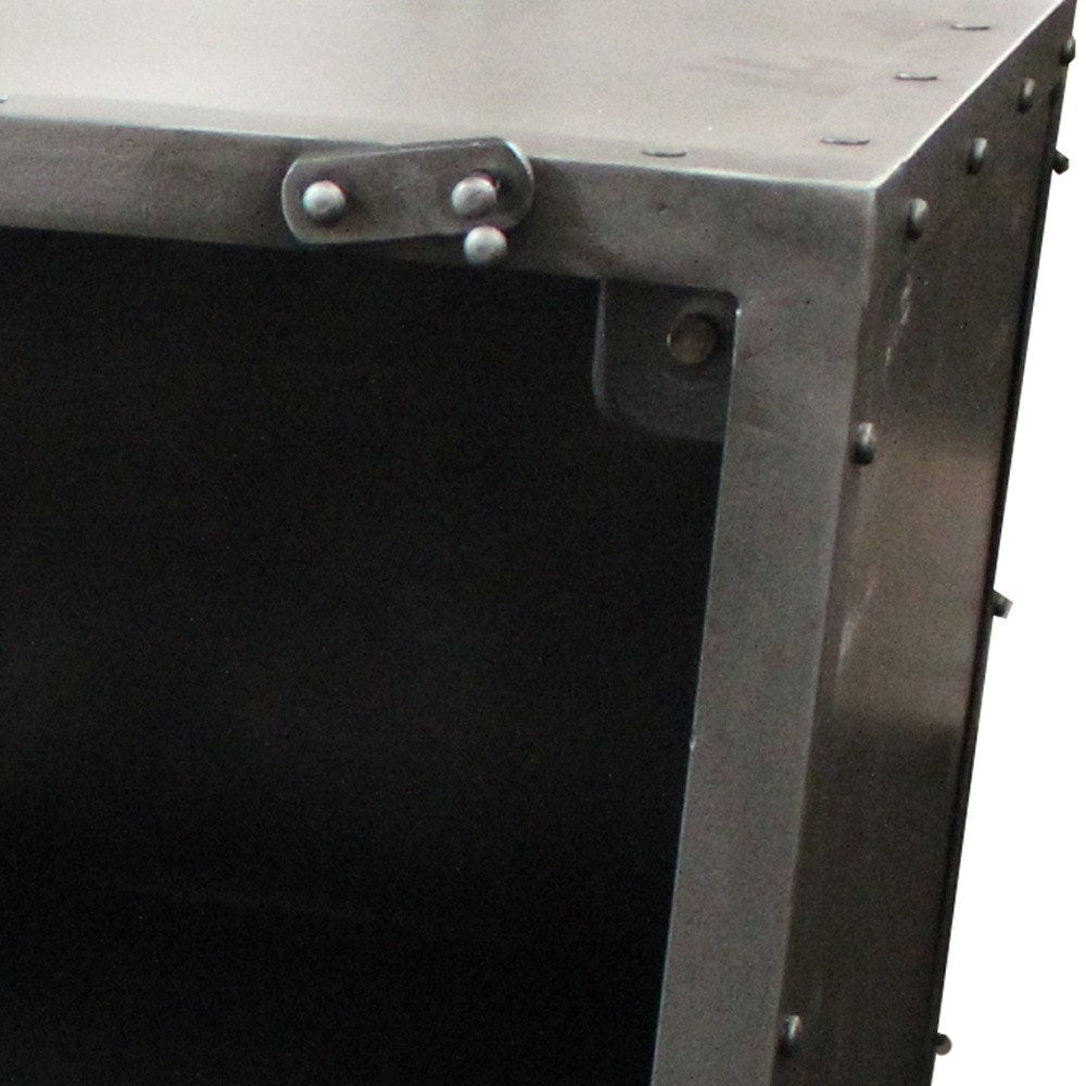 29" Gray Metal Industrial Cabinet with Two Shelves