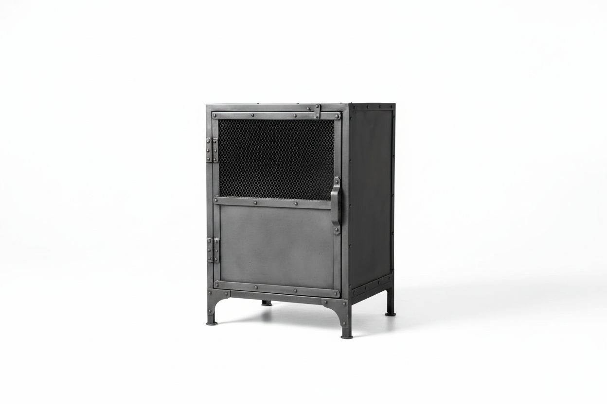 29" Gray Metal Industrial Cabinet with Two Shelves