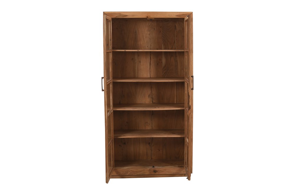 80" Brown Mango Wood Display Cabinet with Two Doors