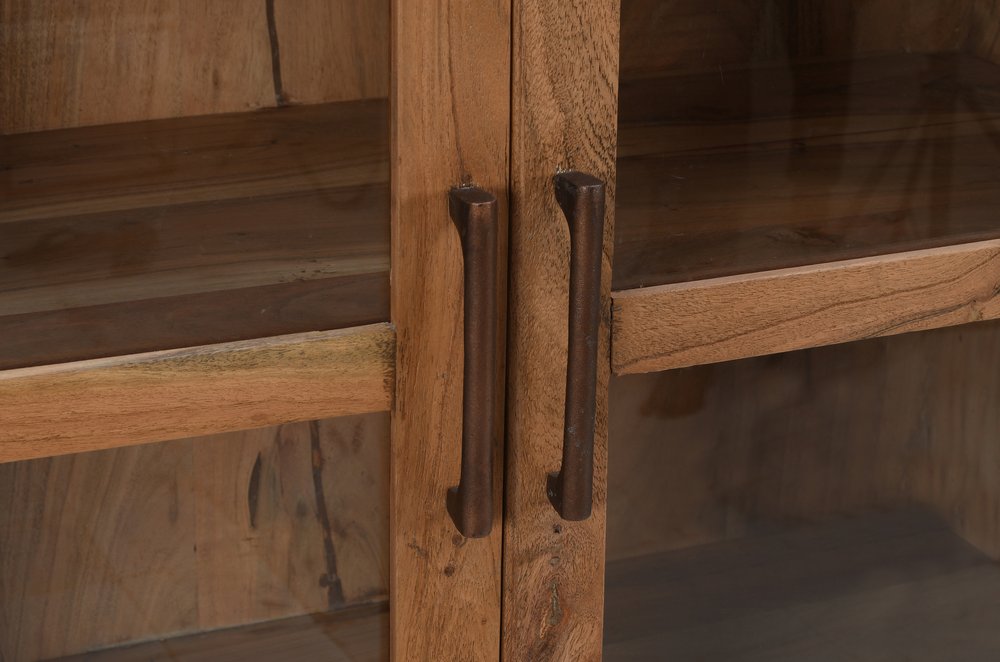 80" Brown Mango Wood Display Cabinet with Two Doors