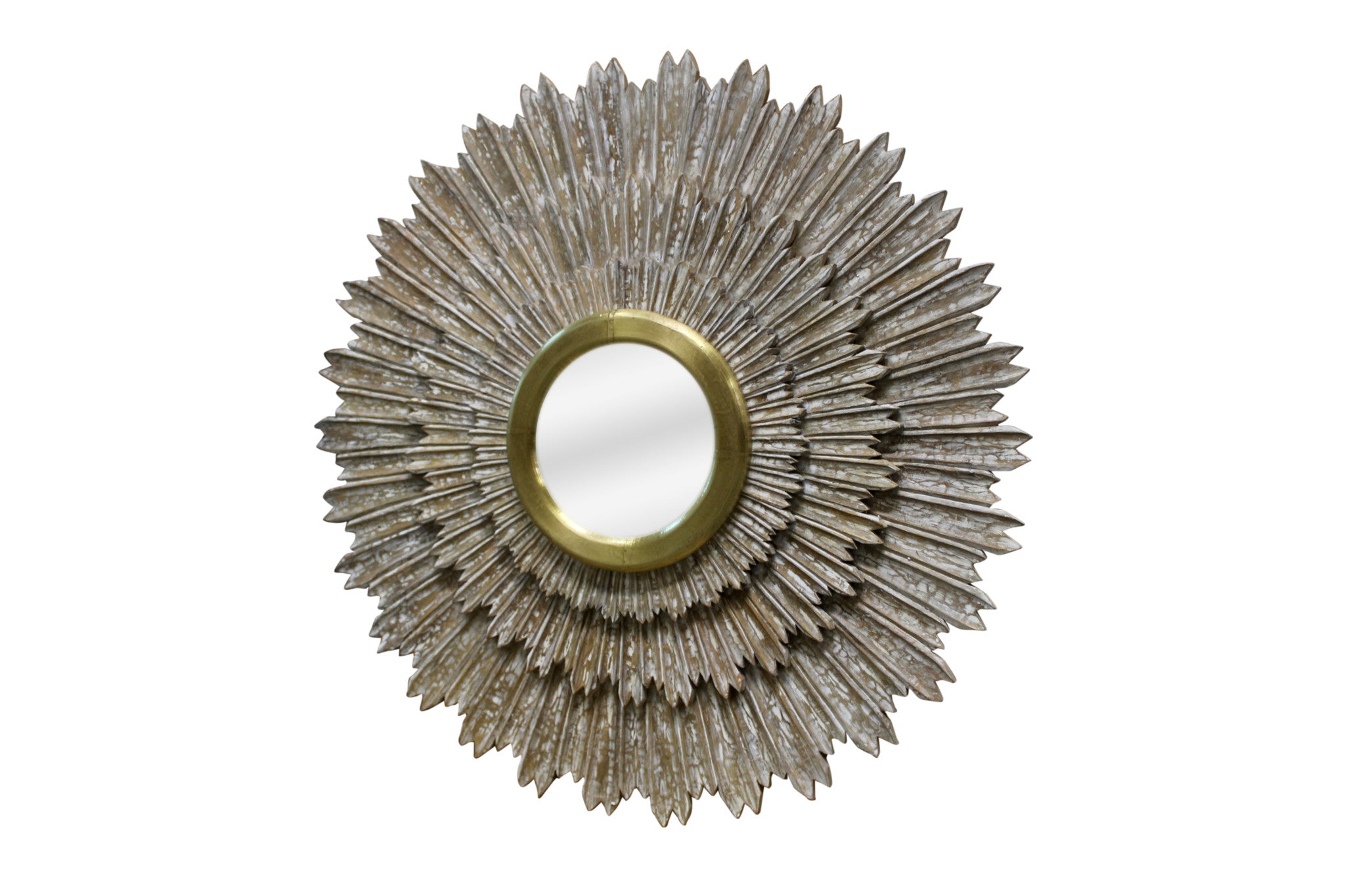 44" Antiqued Gold Sunburst Metal Mirror