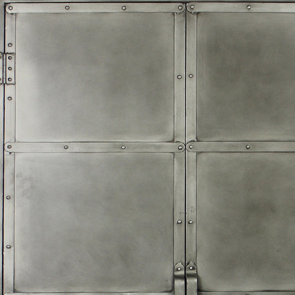 36" Silver Iron Industrial Cabinet with Drawer