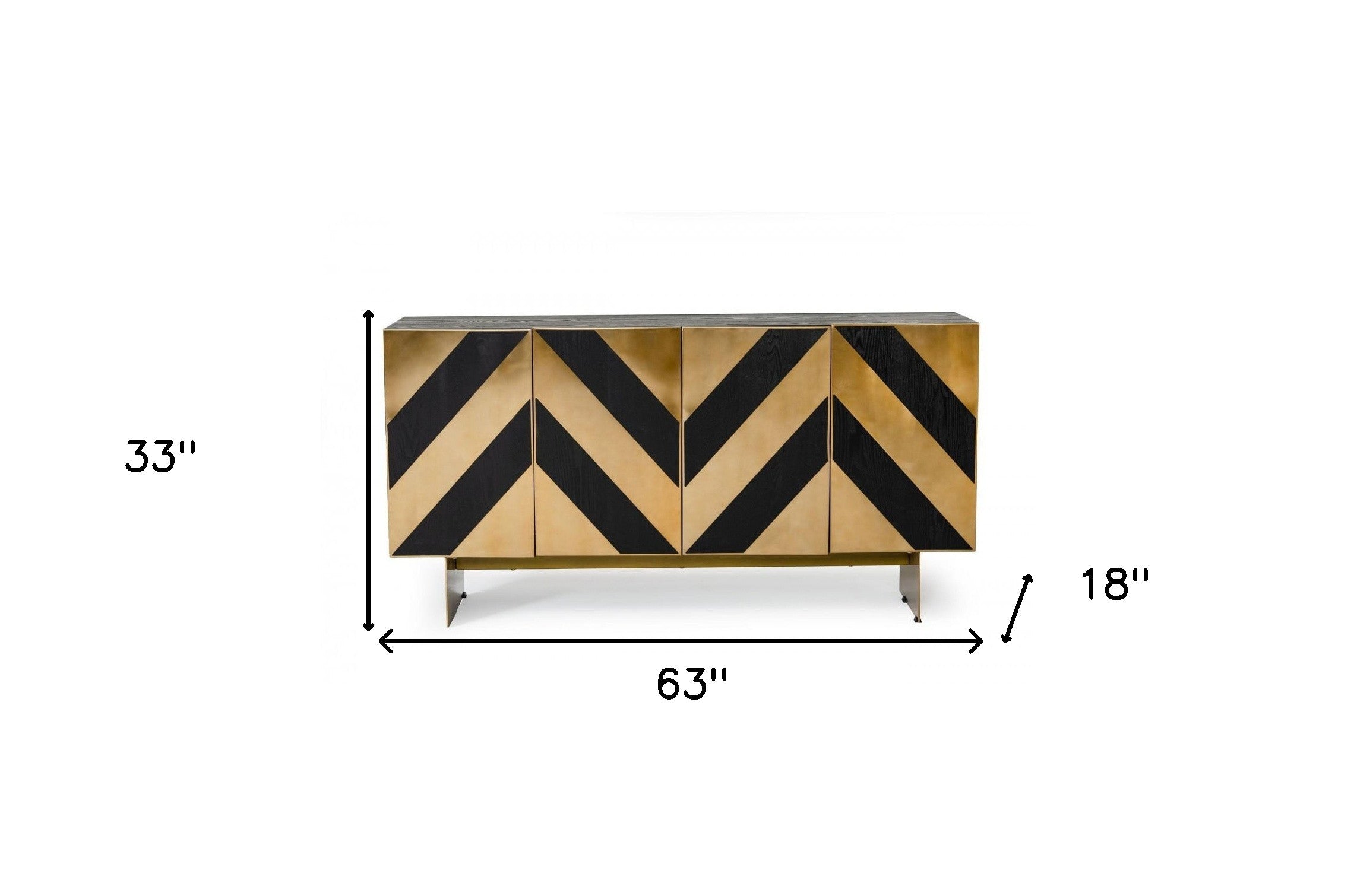 63" Black and Brushed Brass Deco Buffet