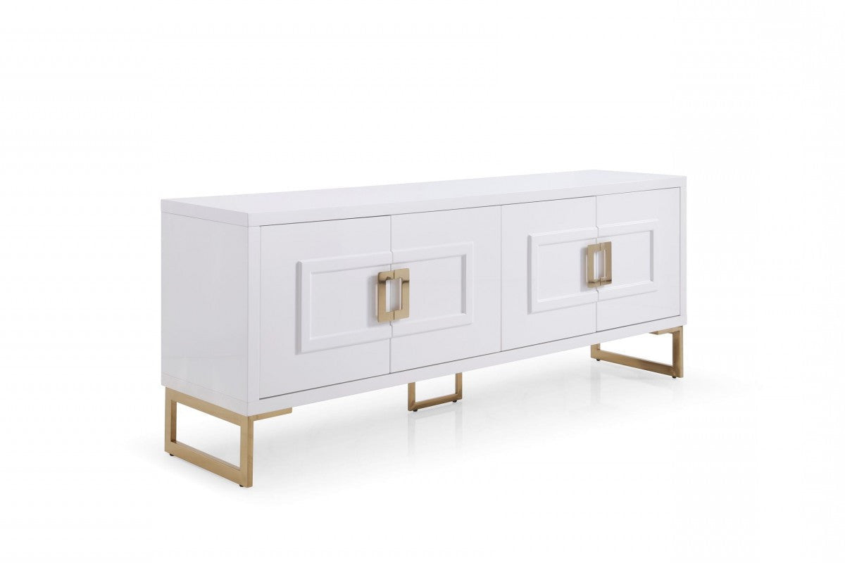79" White Gloss and Gold Deco Buffet