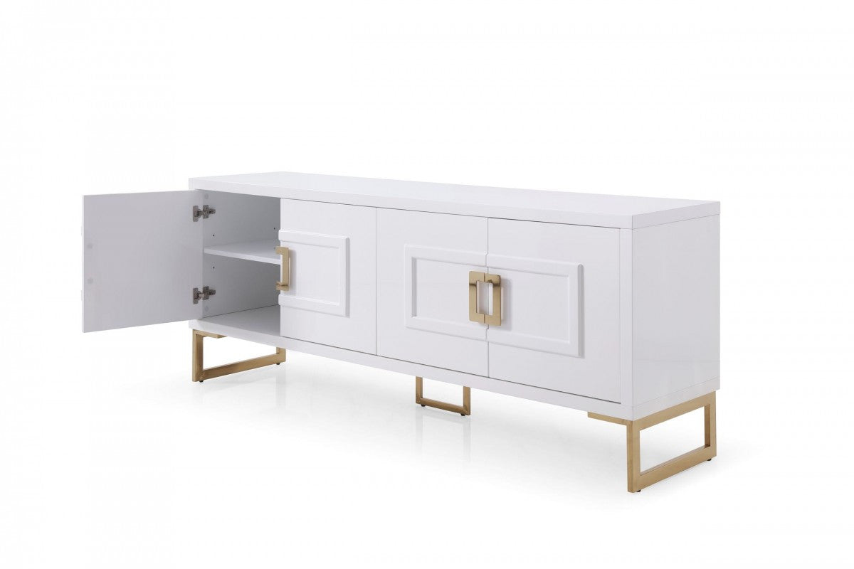 79" White Gloss and Gold Deco Buffet