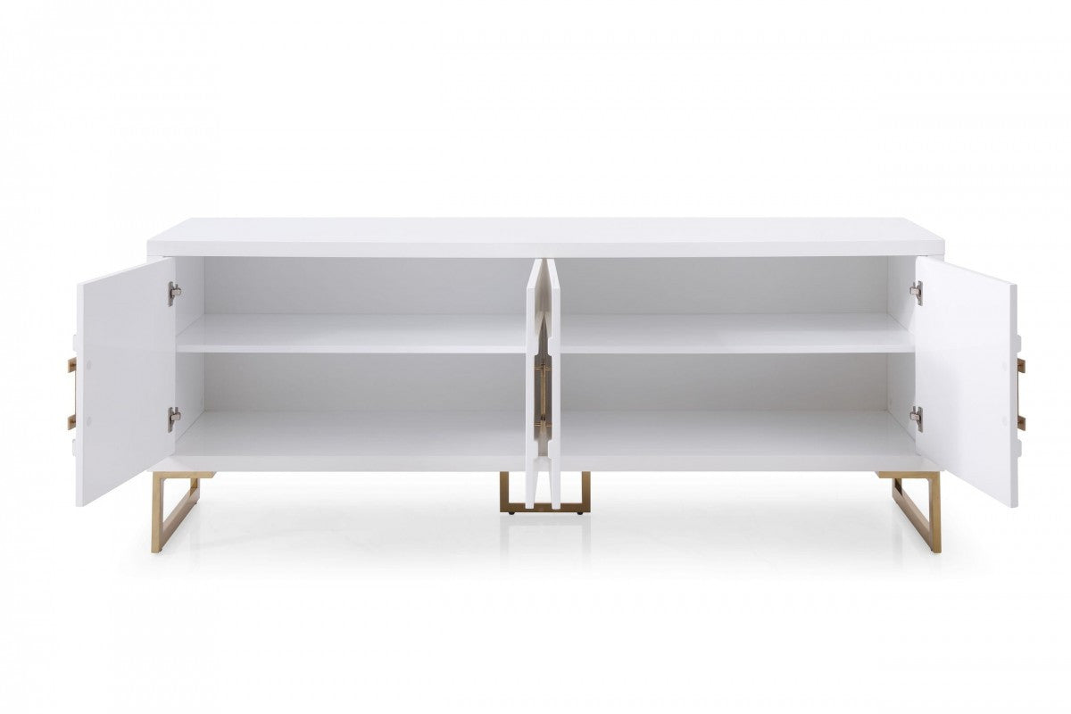 79" White Gloss and Gold Deco Buffet