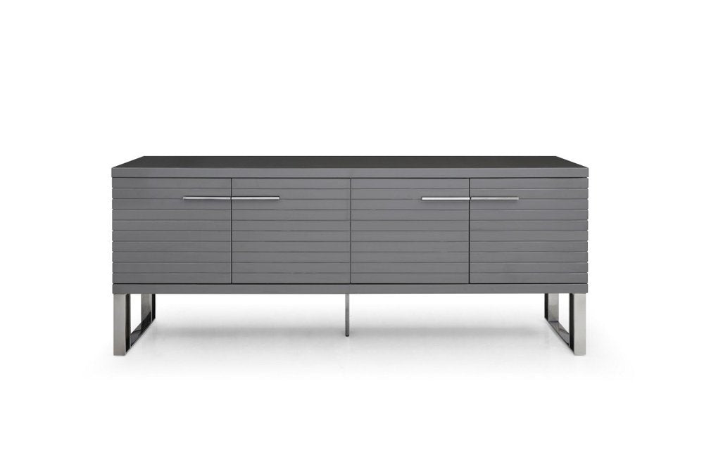 79" Gray Contemporary Ribbed Buffet