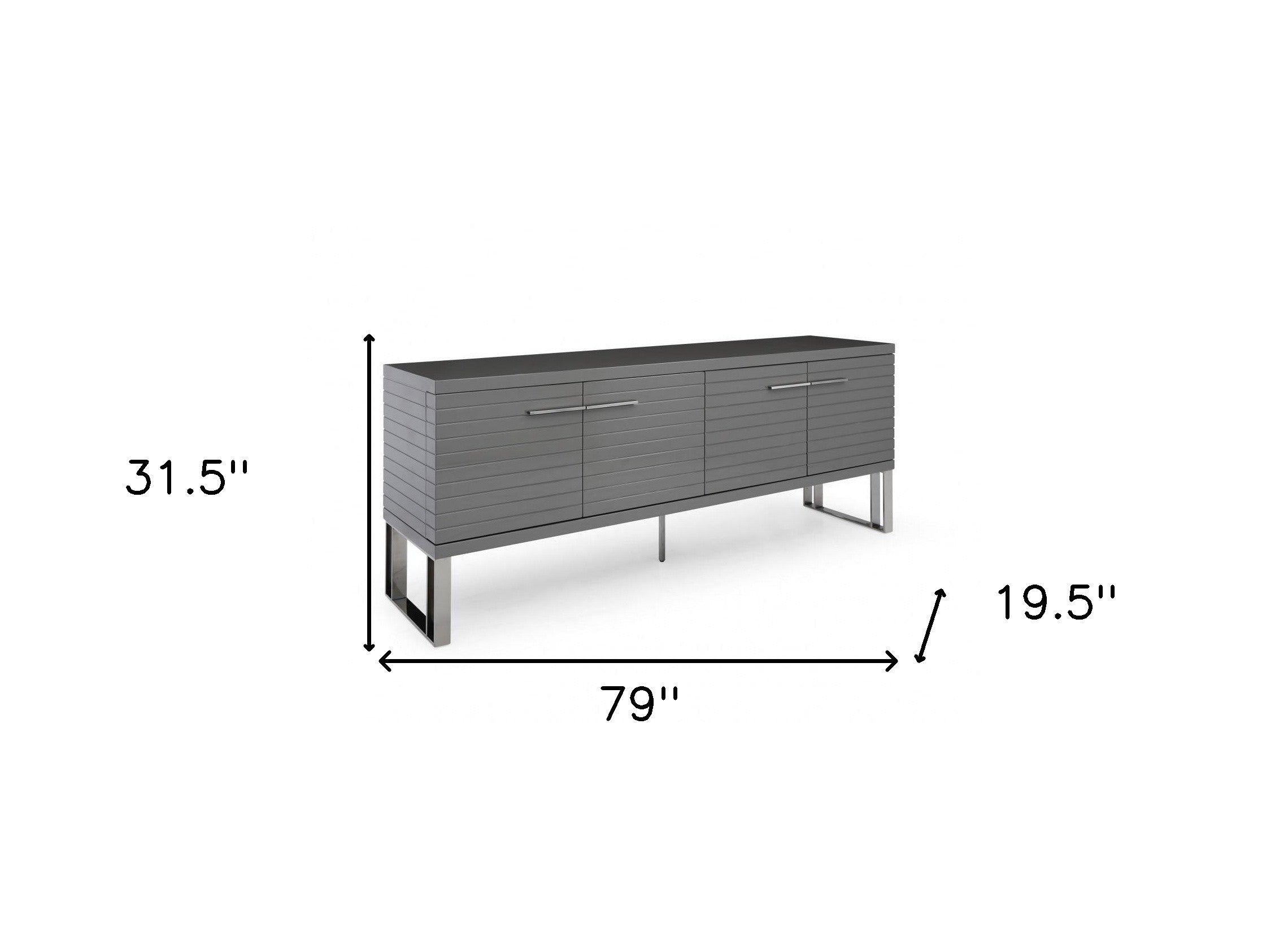 79" High Gloss Gray Contemporary Buffet