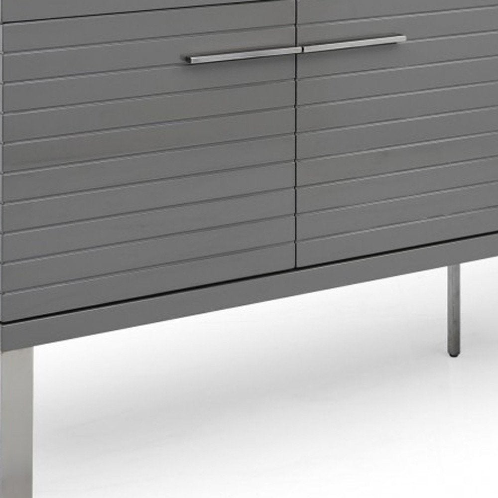 79" Gray Contemporary Ribbed Buffet