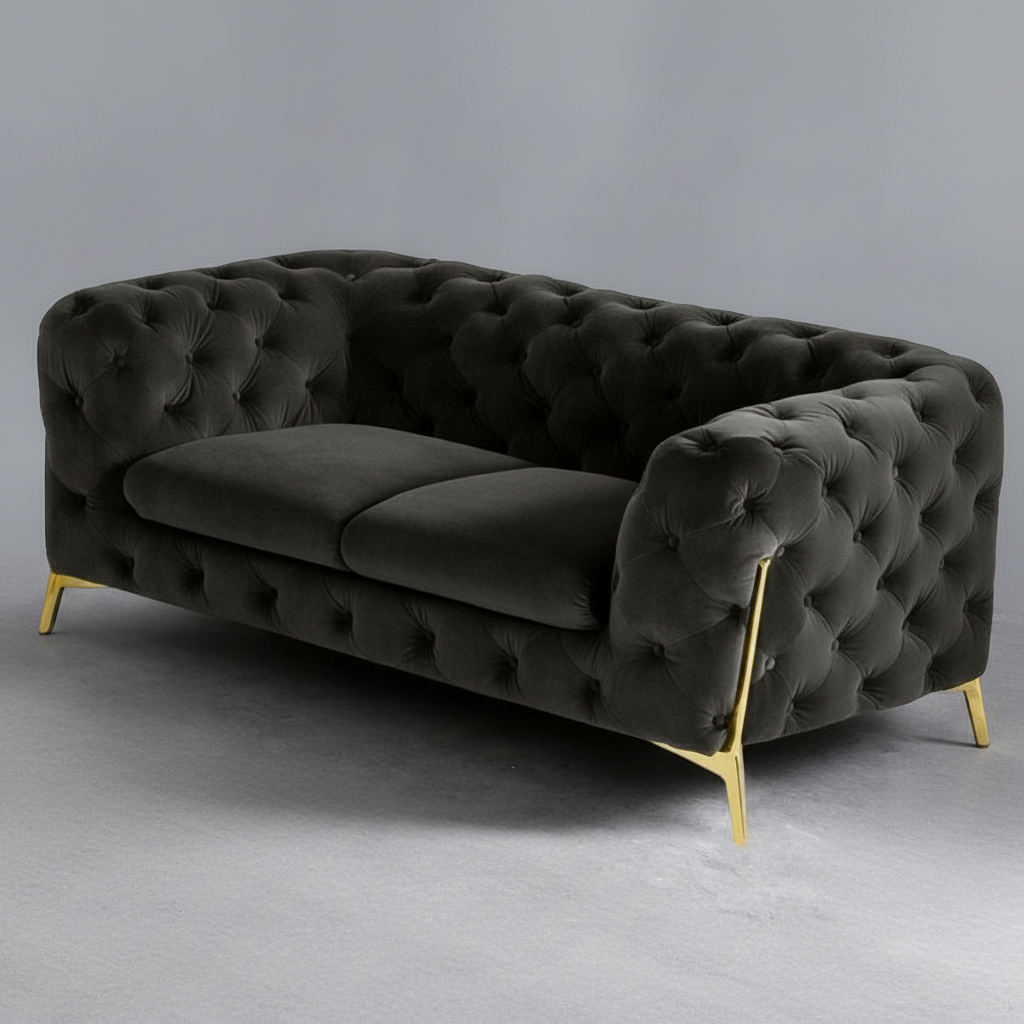 74" Velvet Tufted Modern Chesterfield Loveseat