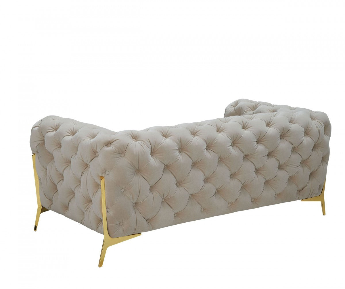 74" Velvet Tufted Modern Chesterfield Loveseat