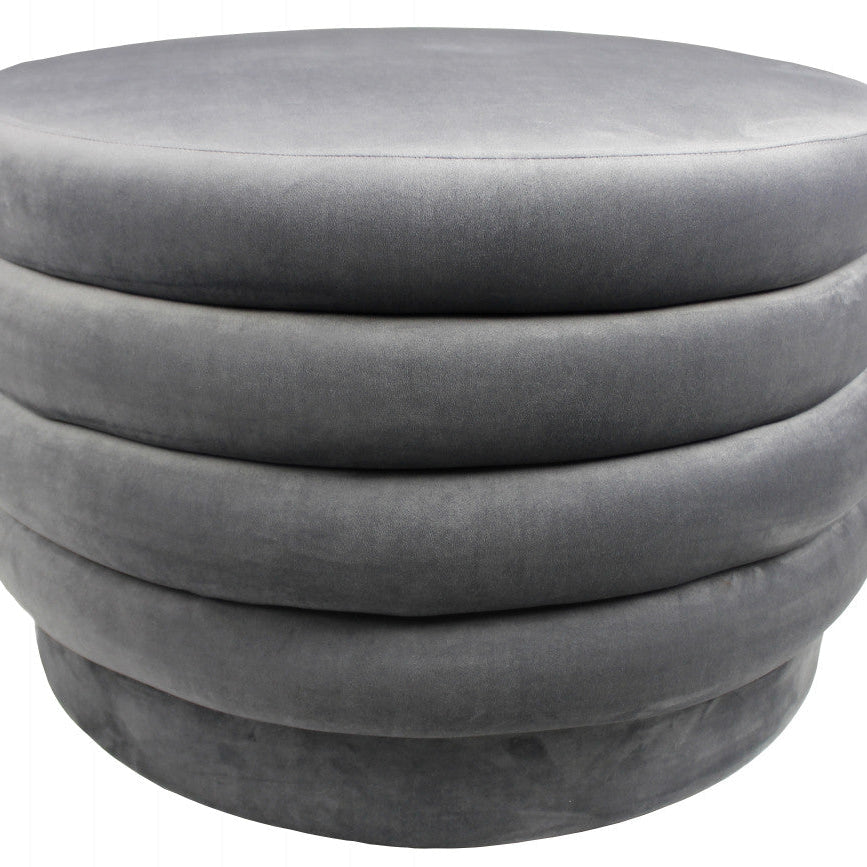 31" Ribbed Velvet Round Ottoman