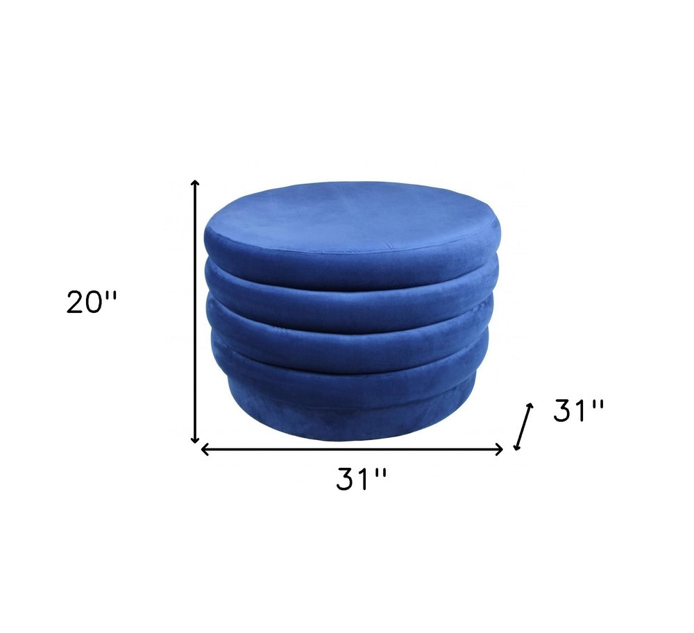 31" Ribbed Velvet Round Ottoman