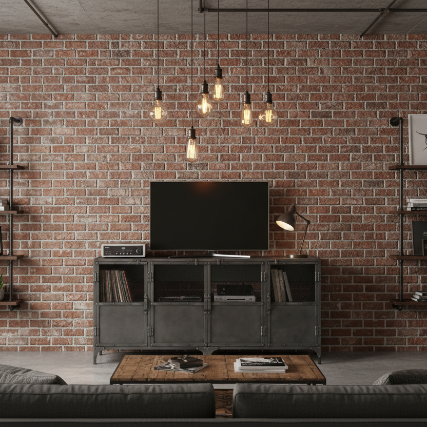 72" Dark Gray Industrial Enclosed TV Stand