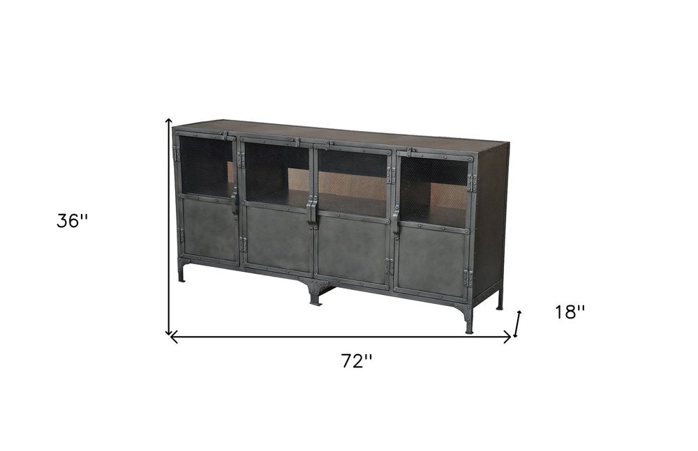 72" Dark Gray Industrial Enclosed TV Stand