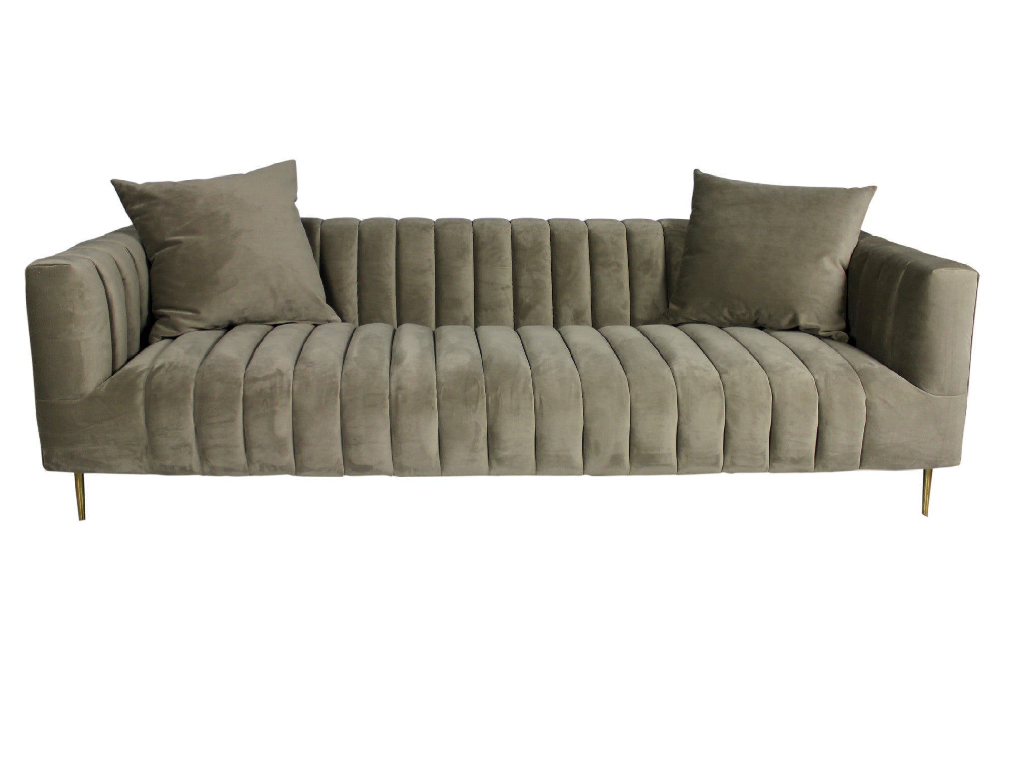 90" Velvet and Gold Tuxedo Sofa