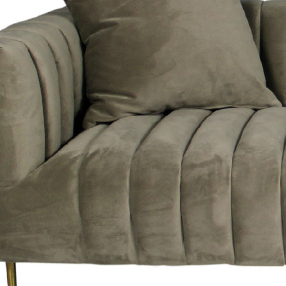 90" Velvet and Gold Tuxedo Sofa
