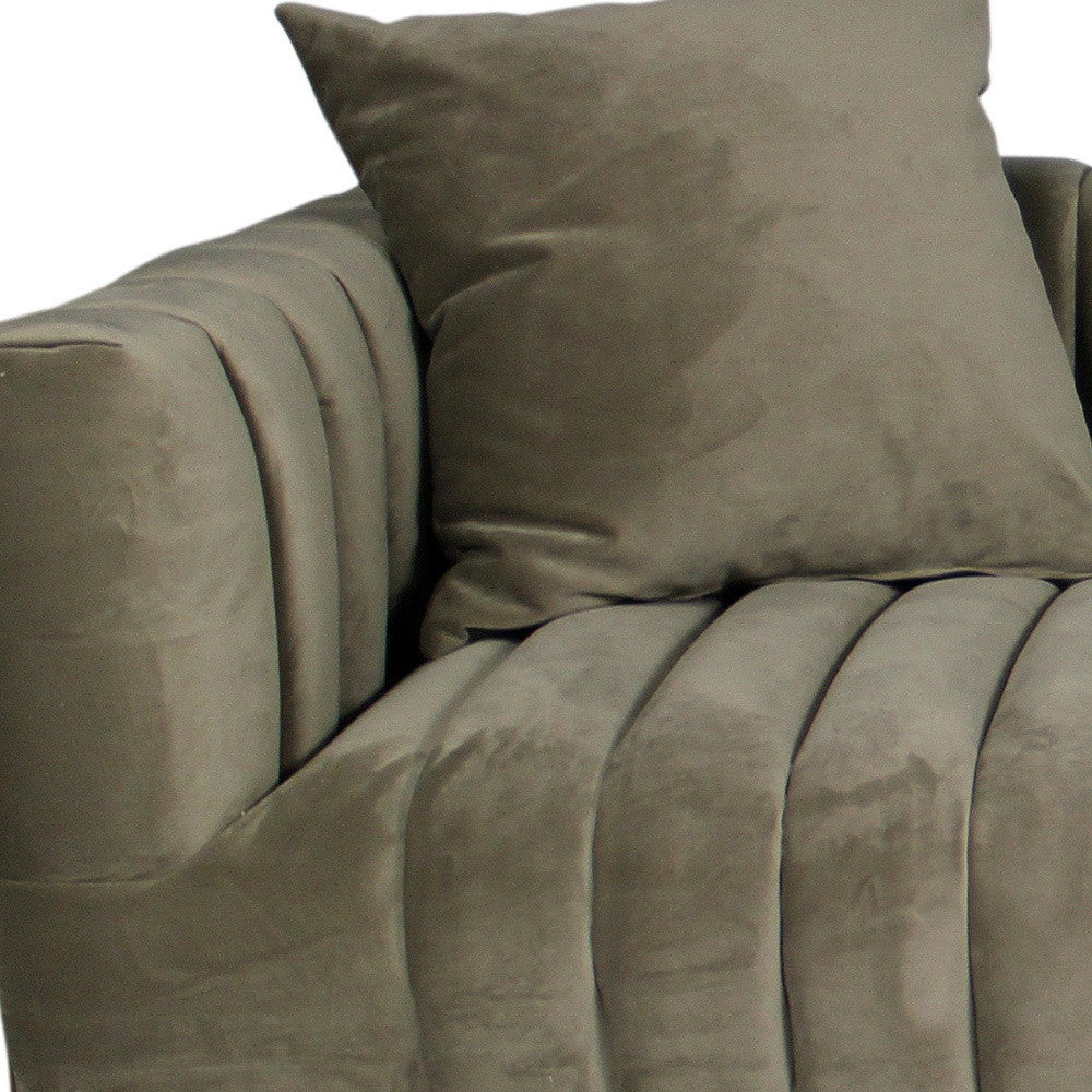 90" Velvet and Gold Tuxedo Sofa
