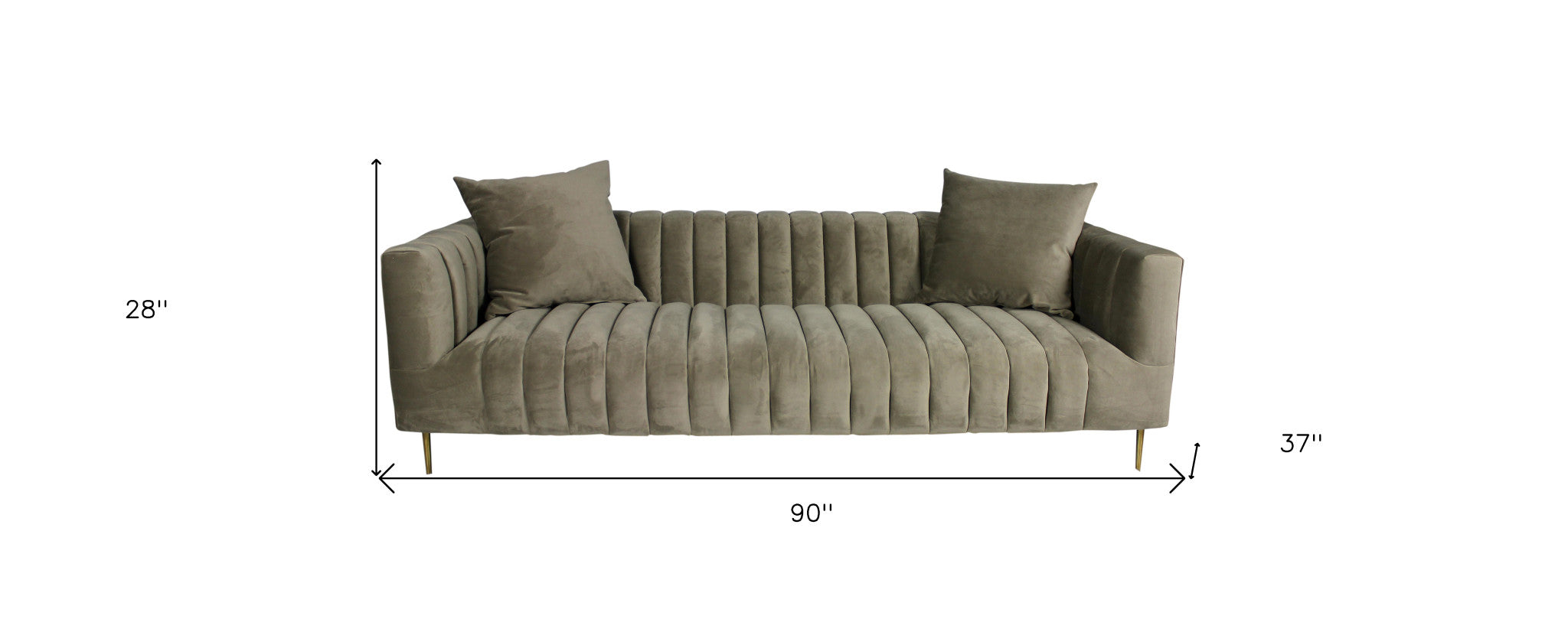 90" Velvet and Gold Tuxedo Sofa