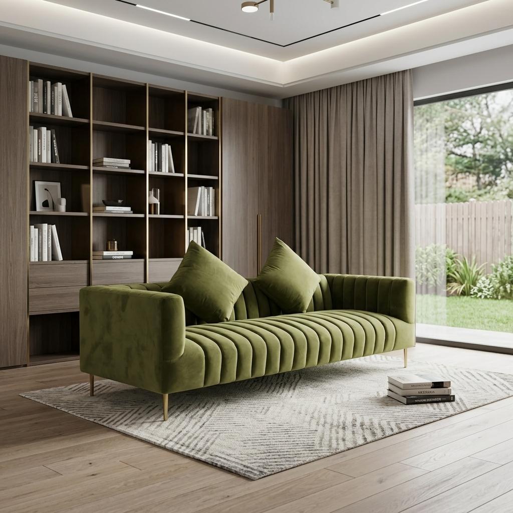 90" Velvet and Gold Tuxedo Sofa