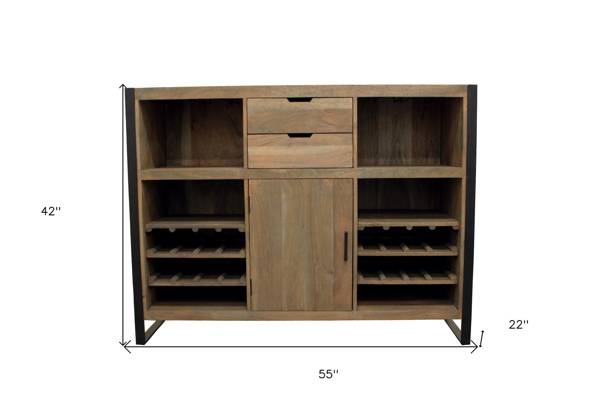 55" Brown Wine and Drawer Storage Console