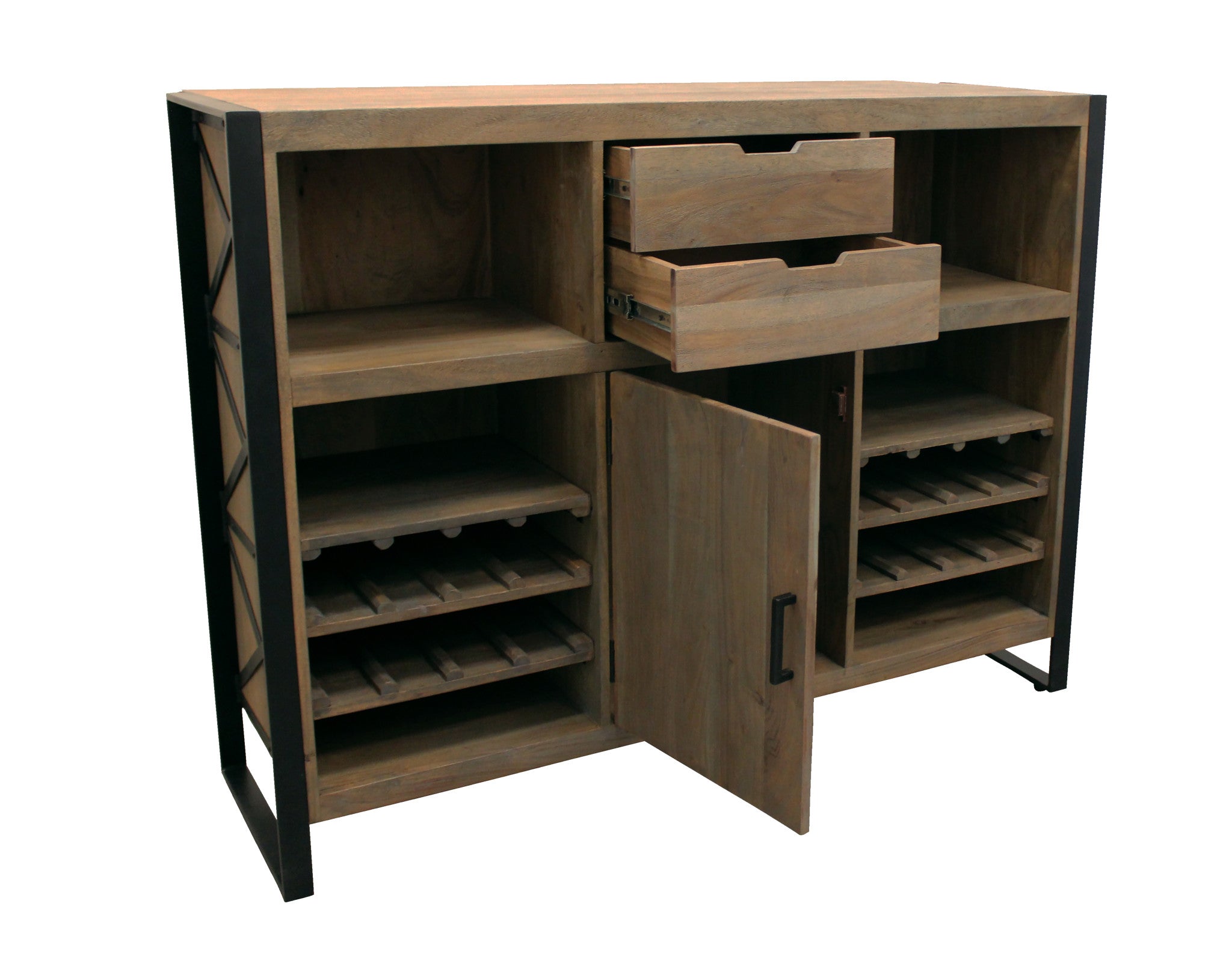 55" Brown Wine and Drawer Storage Console