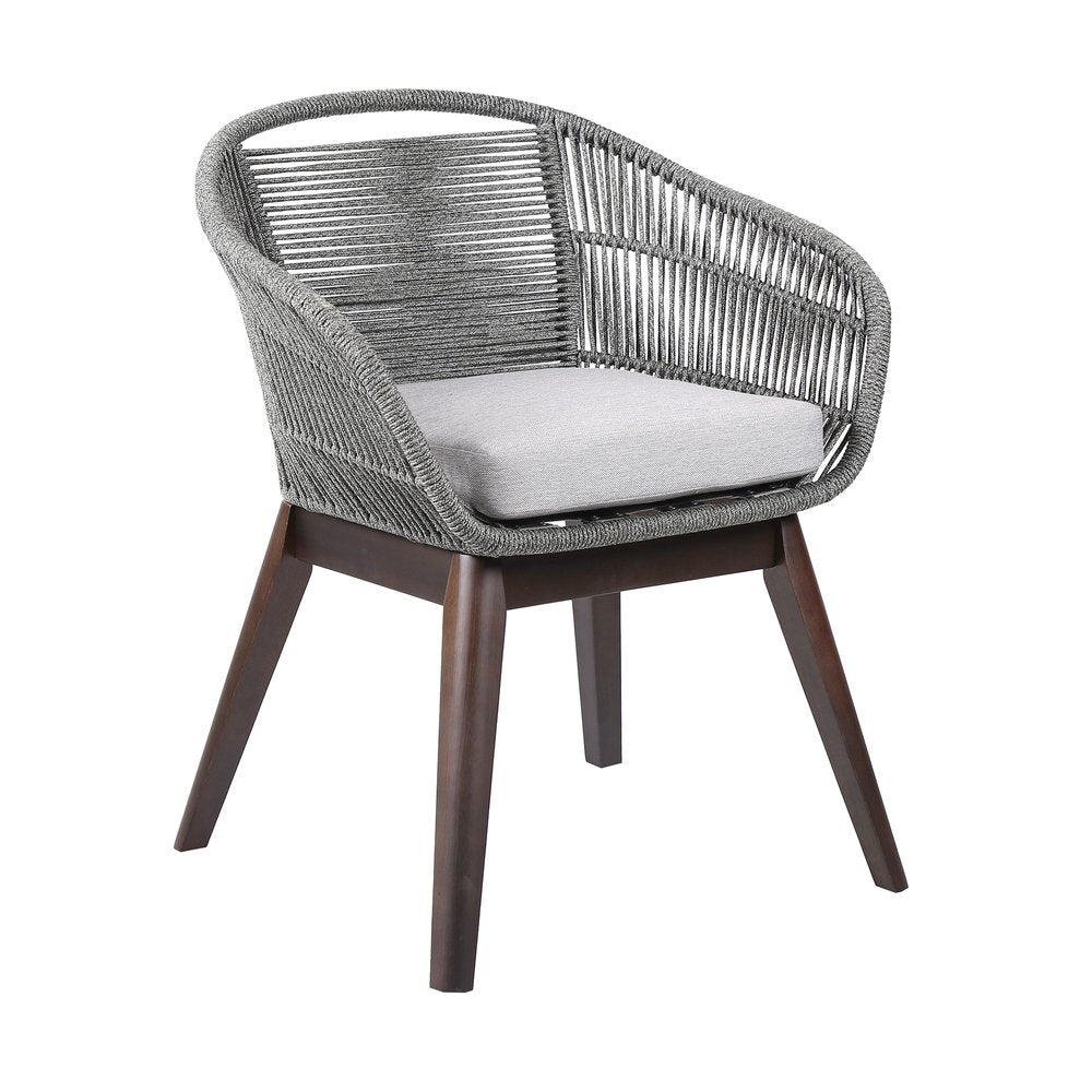 27" Outdoor Eucalyptus Wood Barrel Dining Chair