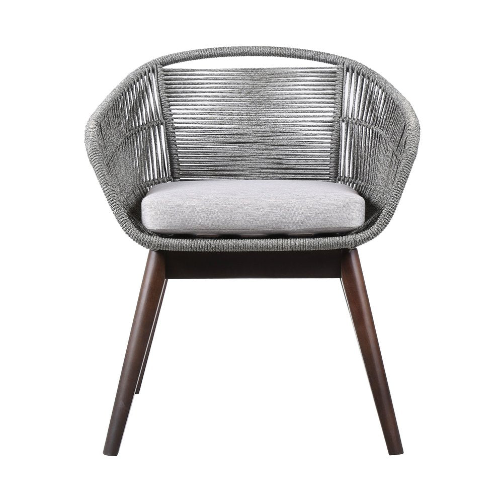 27" Outdoor Eucalyptus Wood Barrel Dining Chair
