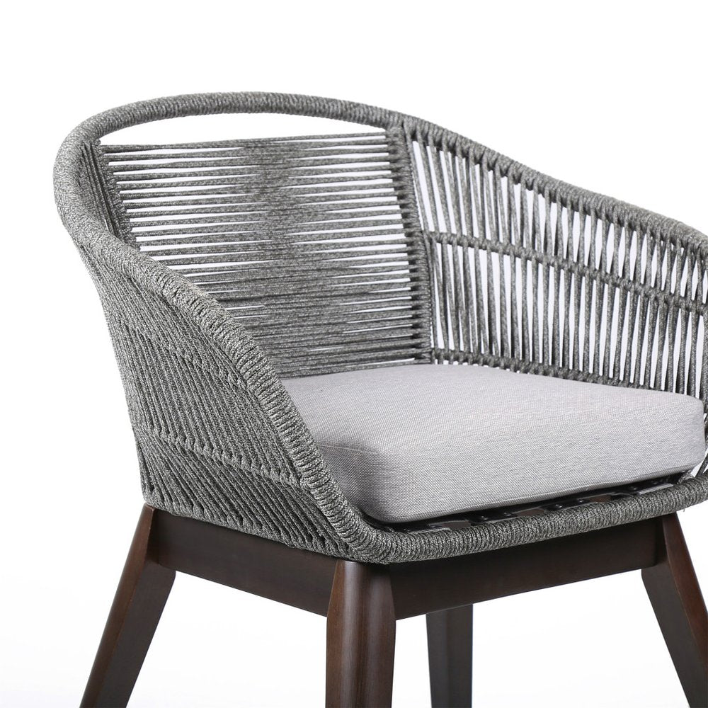 27" Outdoor Eucalyptus Wood Barrel Dining Chair