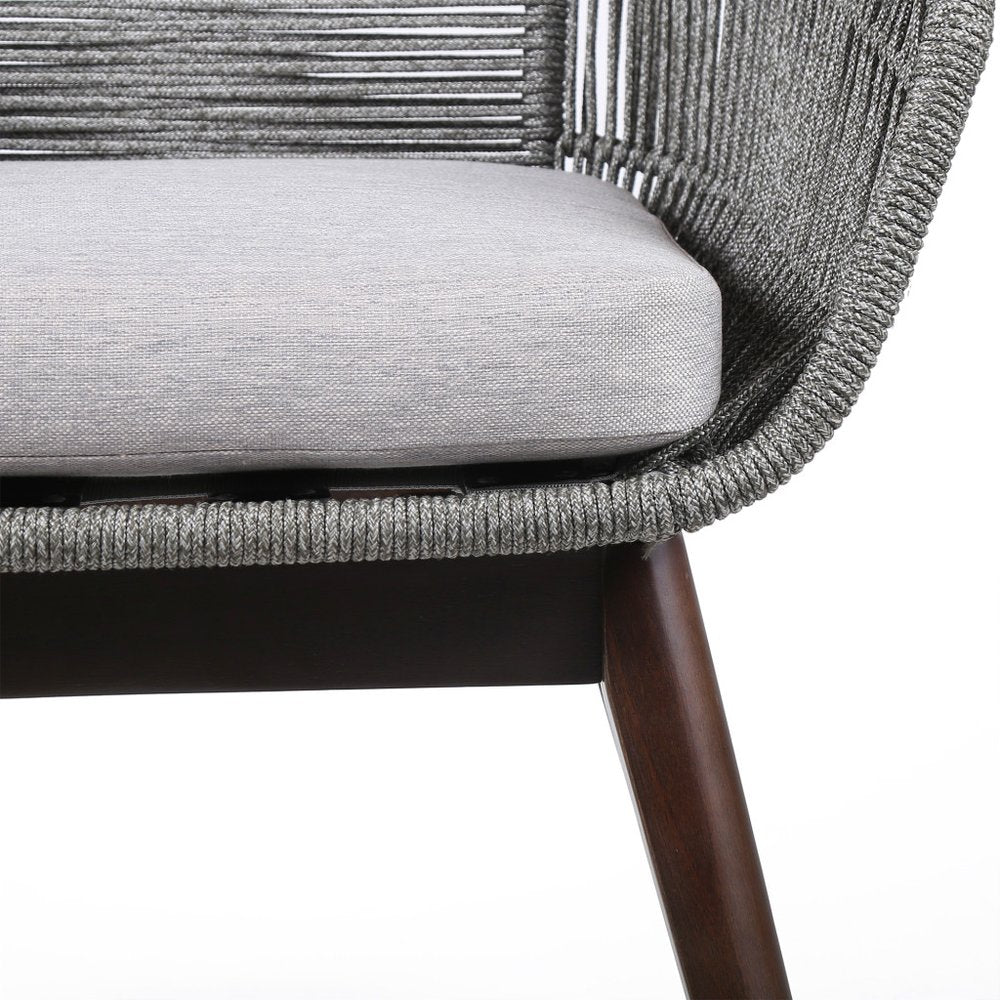 27" Outdoor Eucalyptus Wood Barrel Dining Chair