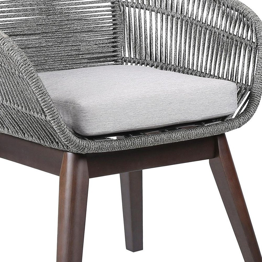 27" Outdoor Eucalyptus Wood Barrel Dining Chair
