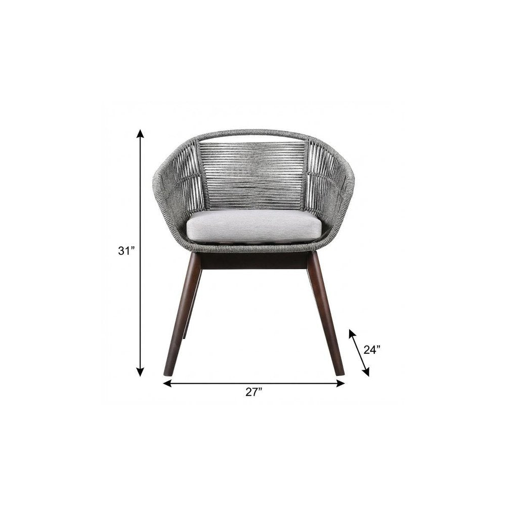 27" Outdoor Eucalyptus Wood Barrel Dining Chair