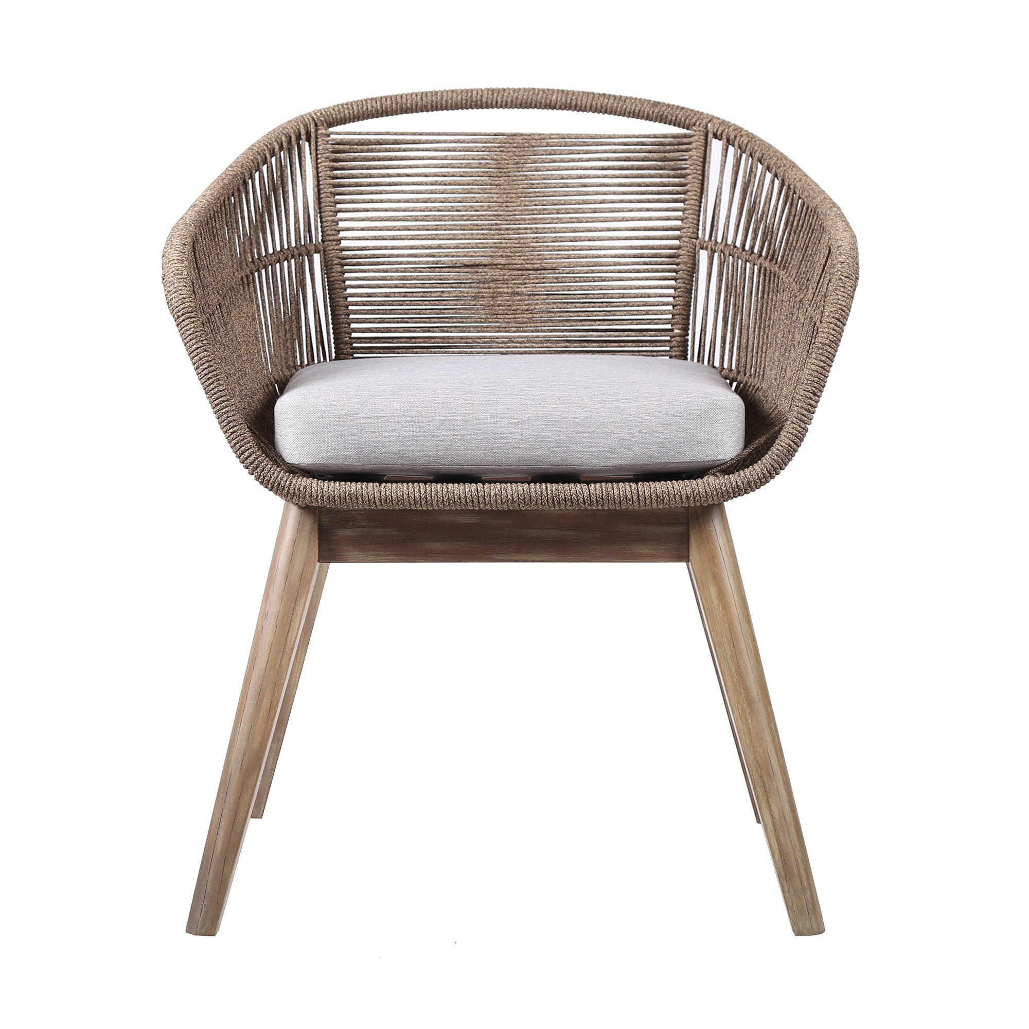 27" Outdoor Eucalyptus Wood Barrel Dining Chair