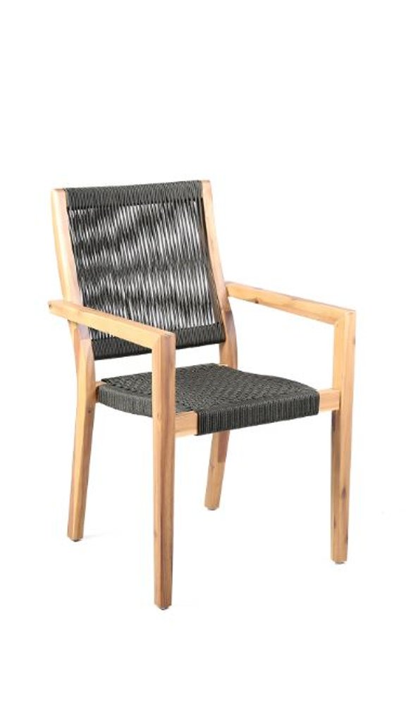 Set of Two 23" Gray Eucalyptus Wood Outdoor Dining Chair