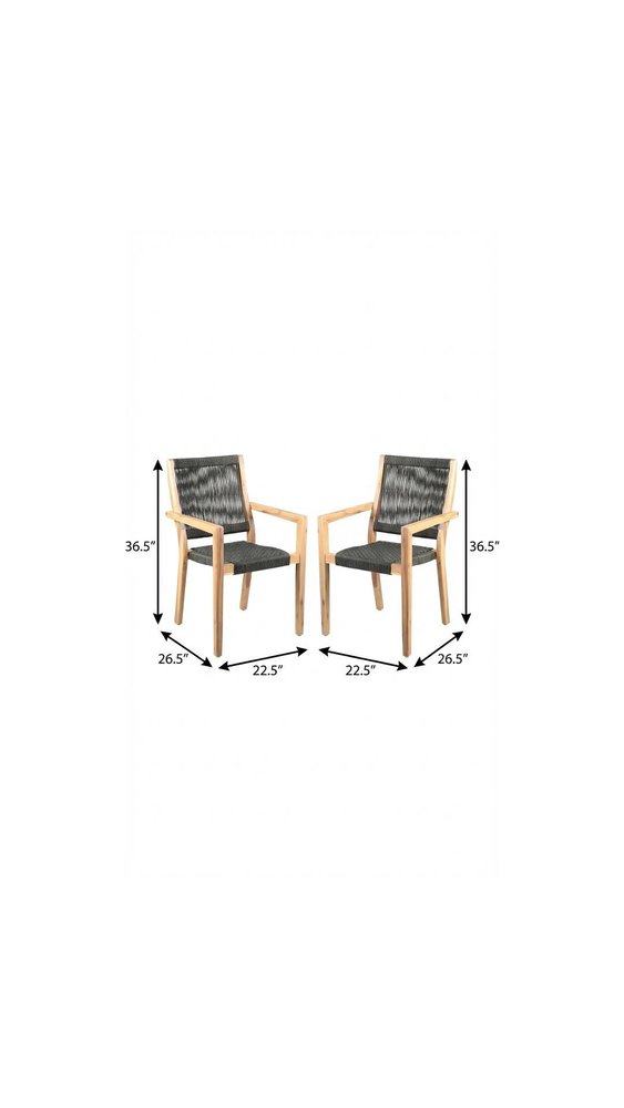 Set of Two 23" Gray Eucalyptus Wood Outdoor Dining Chair