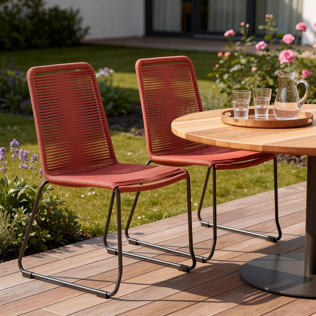 Set of Two 23" Metal Outdoor Dining Chair