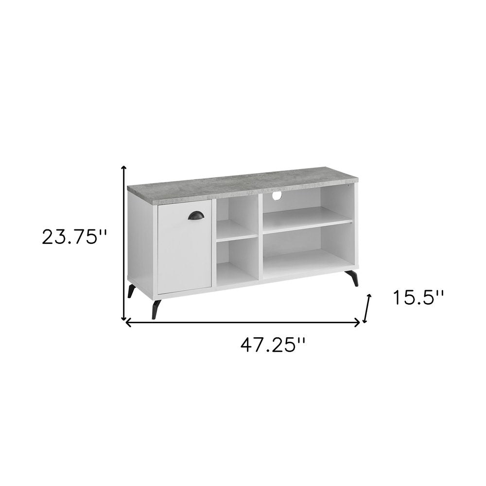 47" Gray and White Contemporary Open TV Stand