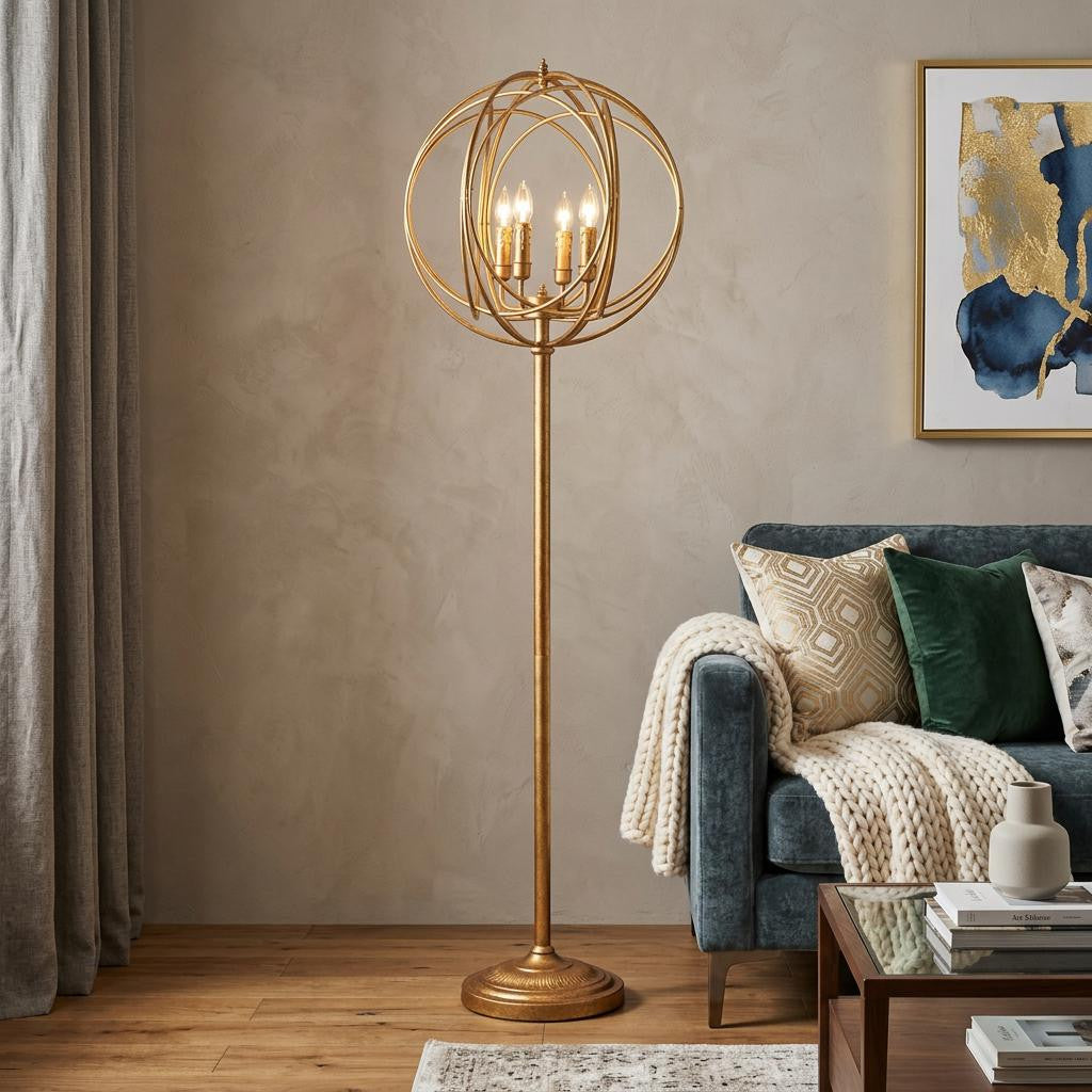 64" Gold Sphere 4-Light Lamp