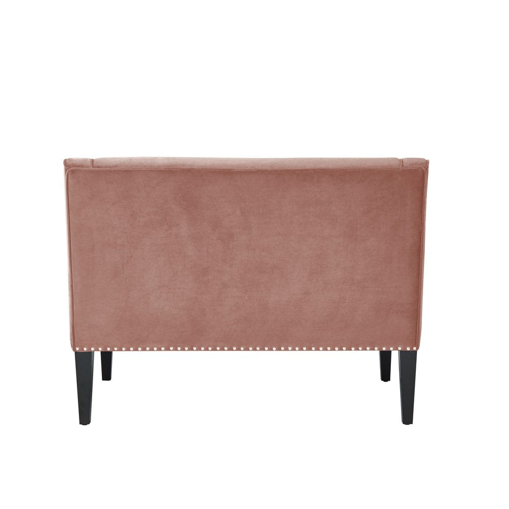 45" Blush Velvet Studded Entryway Bench